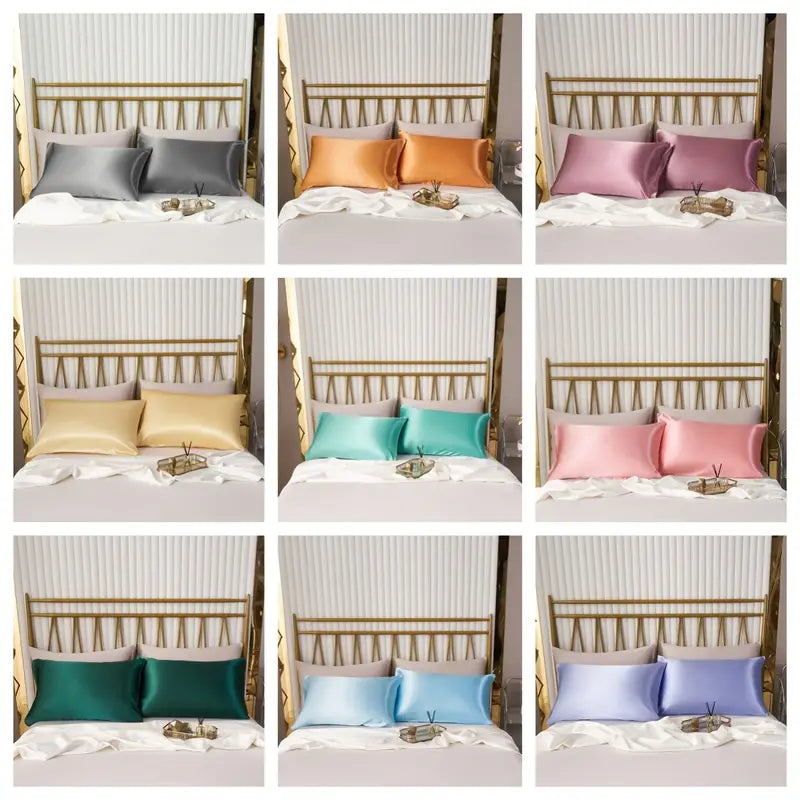 2pcs Soft Satin Pillowcases with Envelope Closure