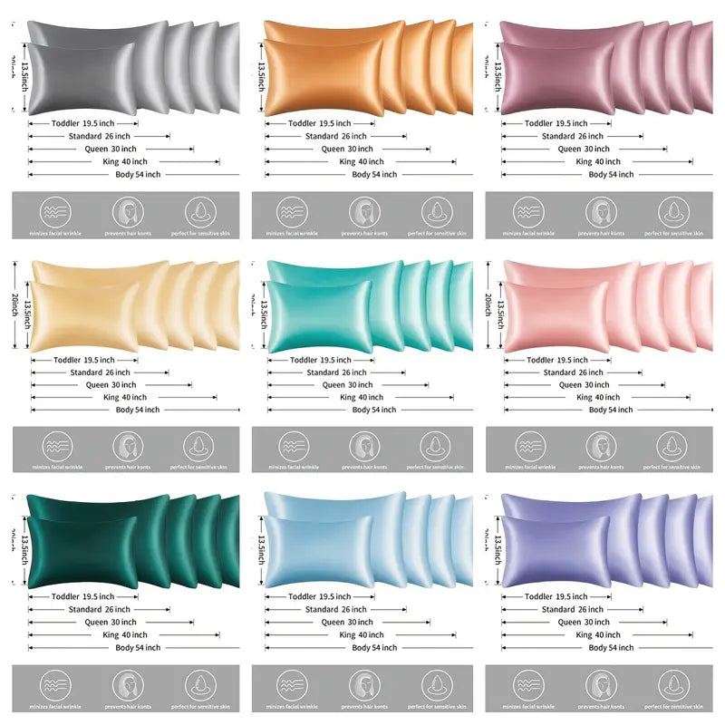 2pcs Soft Satin Pillowcases with Envelope Closure
